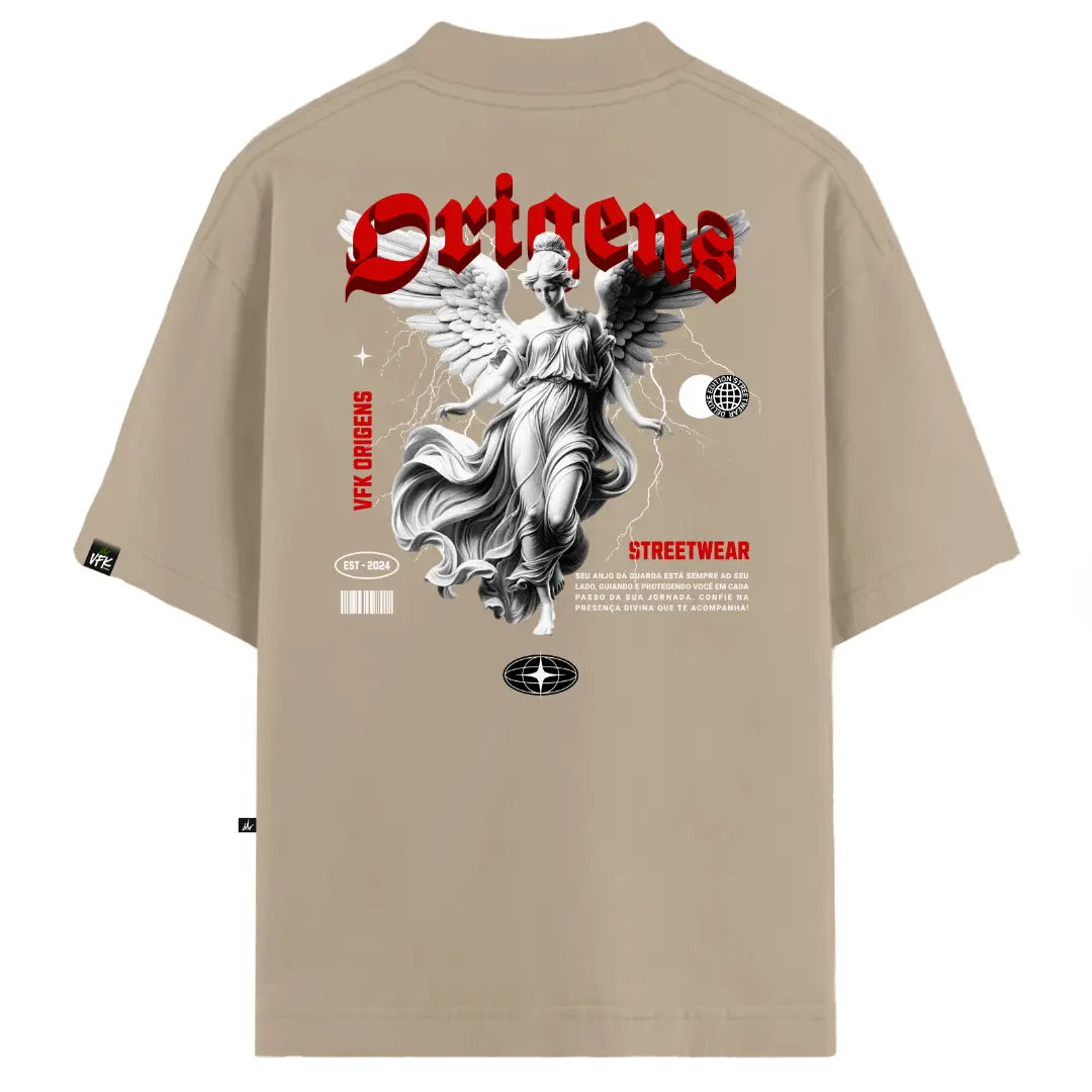 Camiseta Oversized Anjo da Guarda Bege