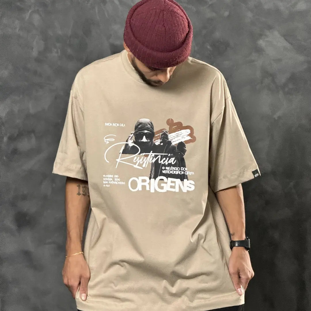 Camiseta Oversized Resistência Bege