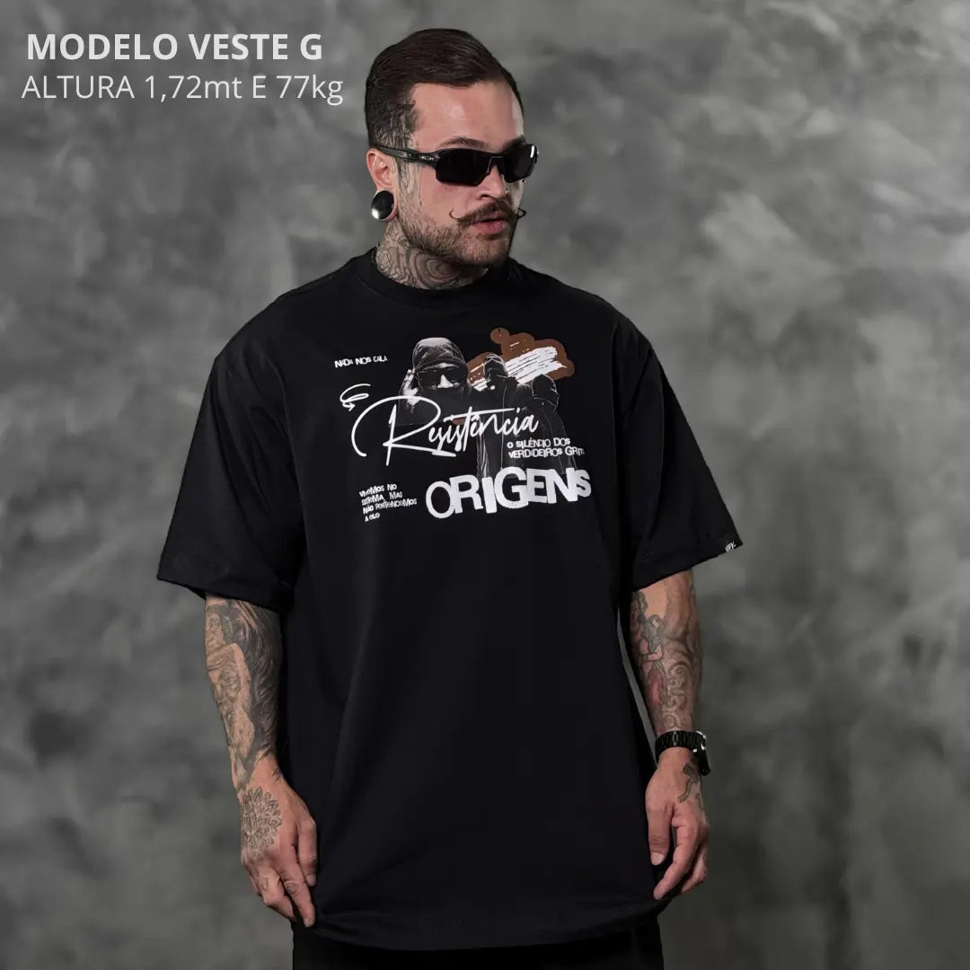 Camiseta Oversized Resistência Preto