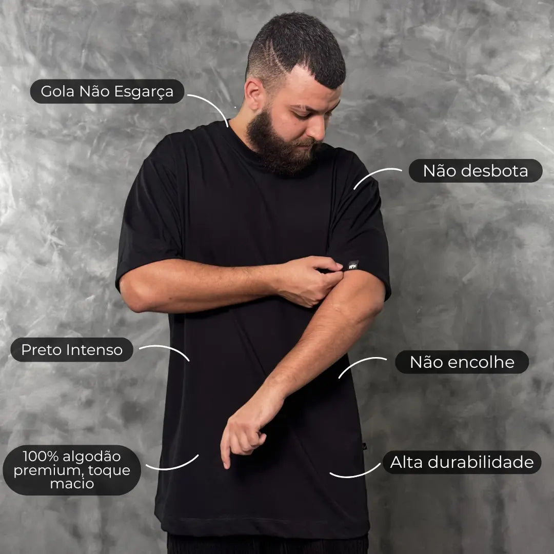 Kit com 10 Camisetas VFK Oversized Preto