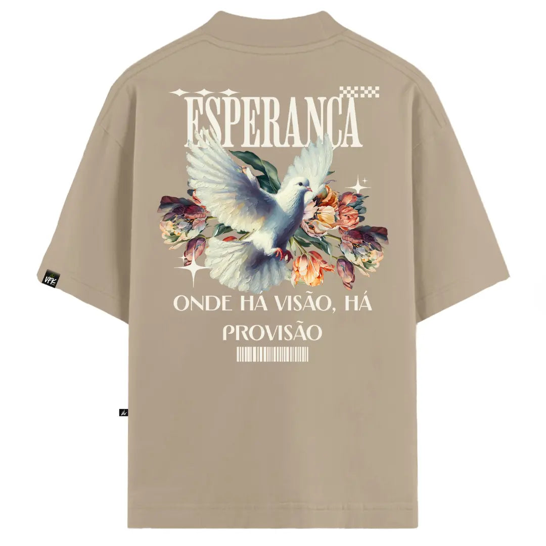 Camiseta Oversized Esperança Bege