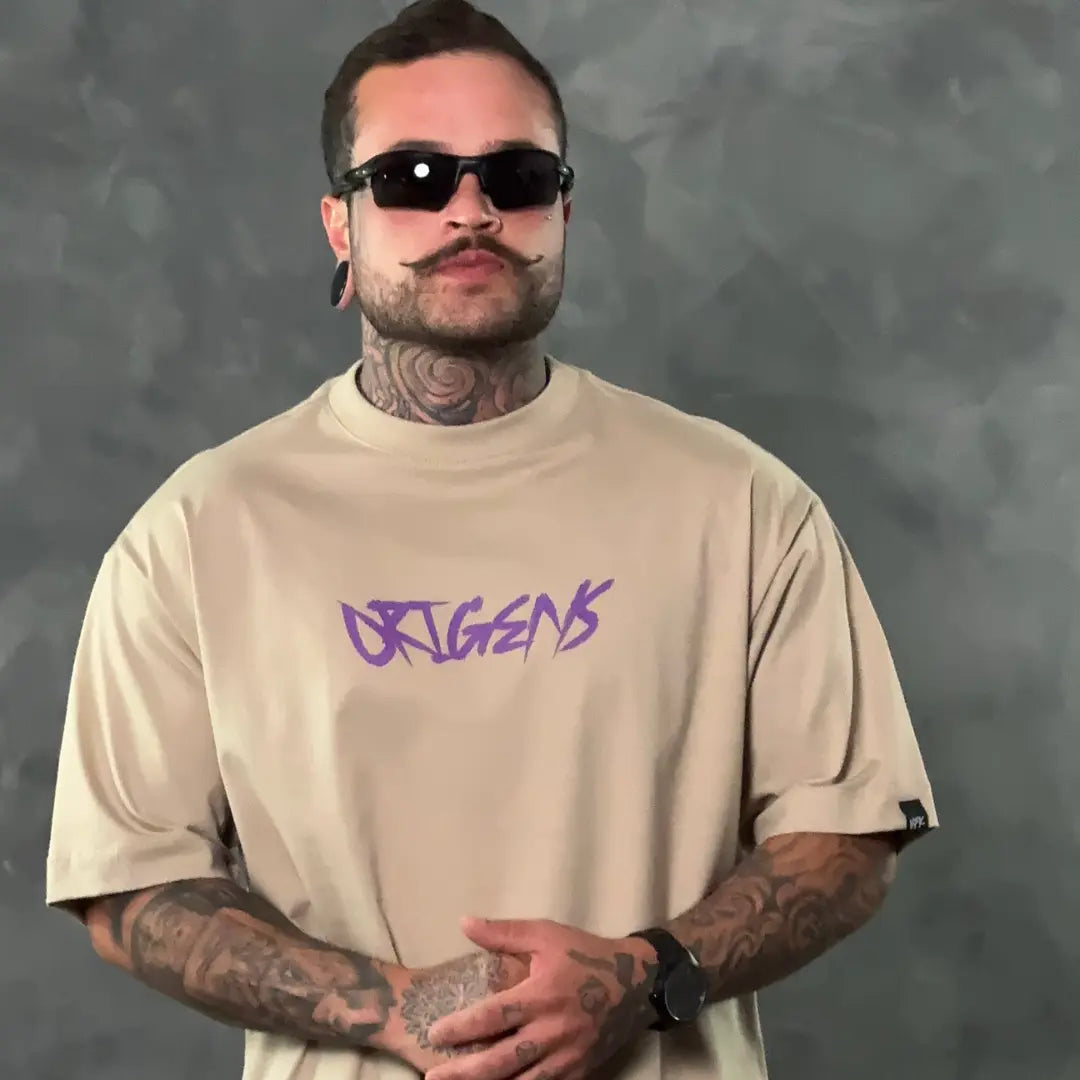 Camiseta Oversized Masked Up Bege