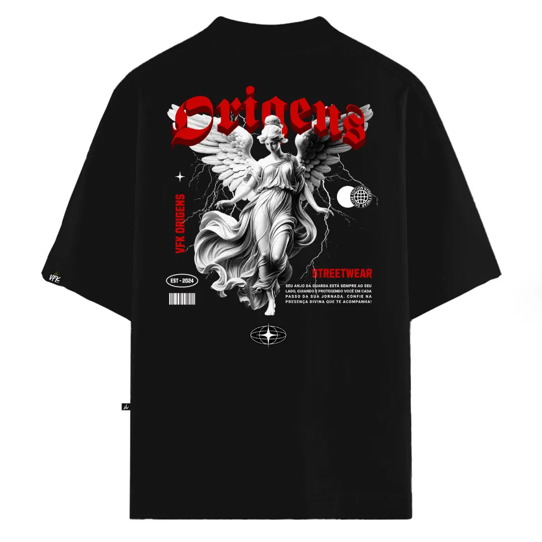 Camiseta Oversized Anjo da Guarda Preto
