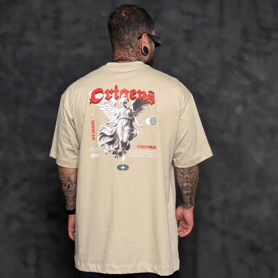 Camiseta Oversized Anjo da Guarda Bege