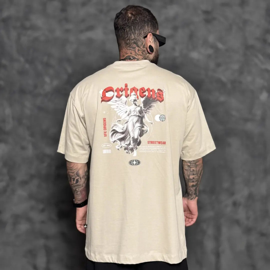 Camiseta Oversized Anjo da Guarda Bege