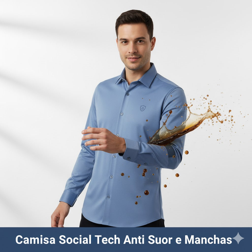 Kit 3 Camisas Social Tech Anti Suor e Manchas