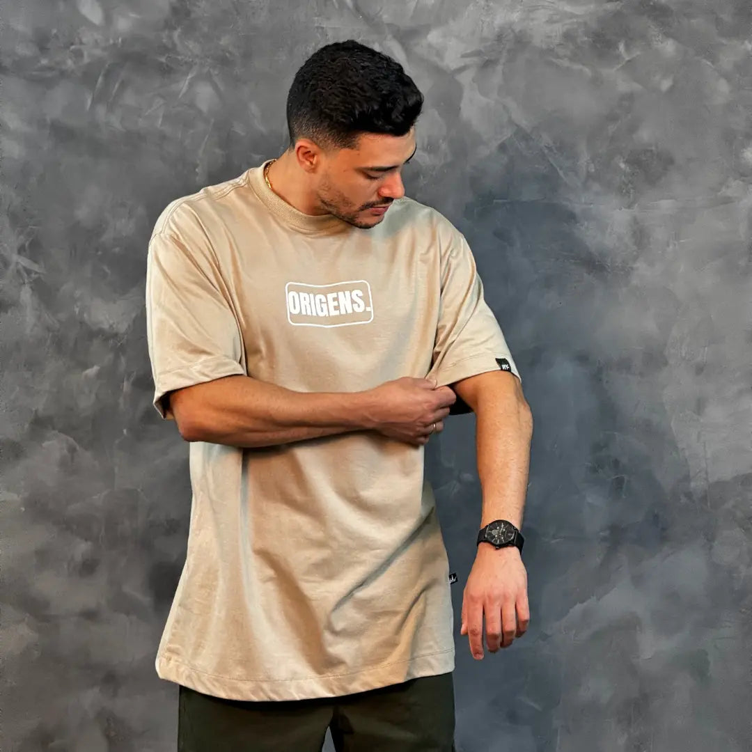 Camiseta Oversized Origens Bege