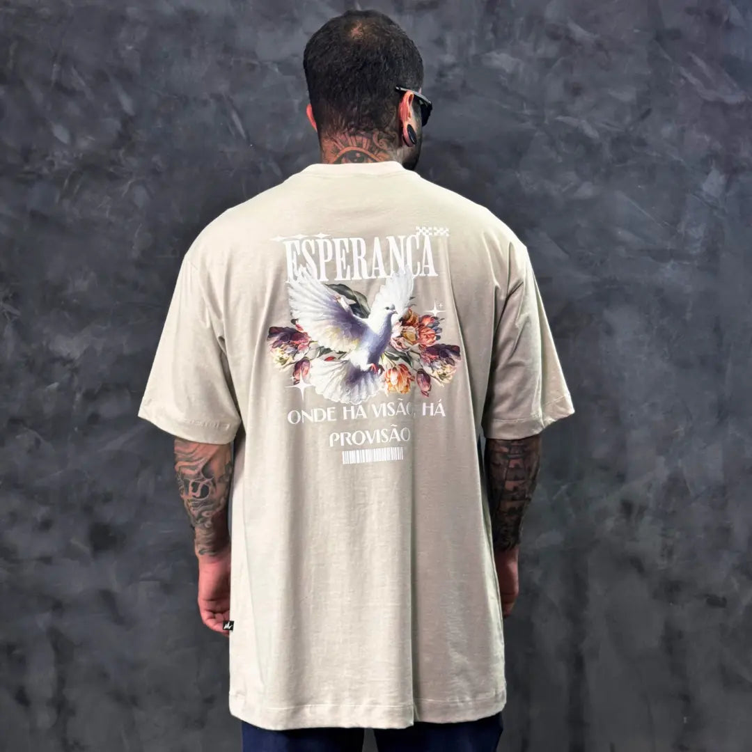 Camiseta Oversized Esperança Bege
