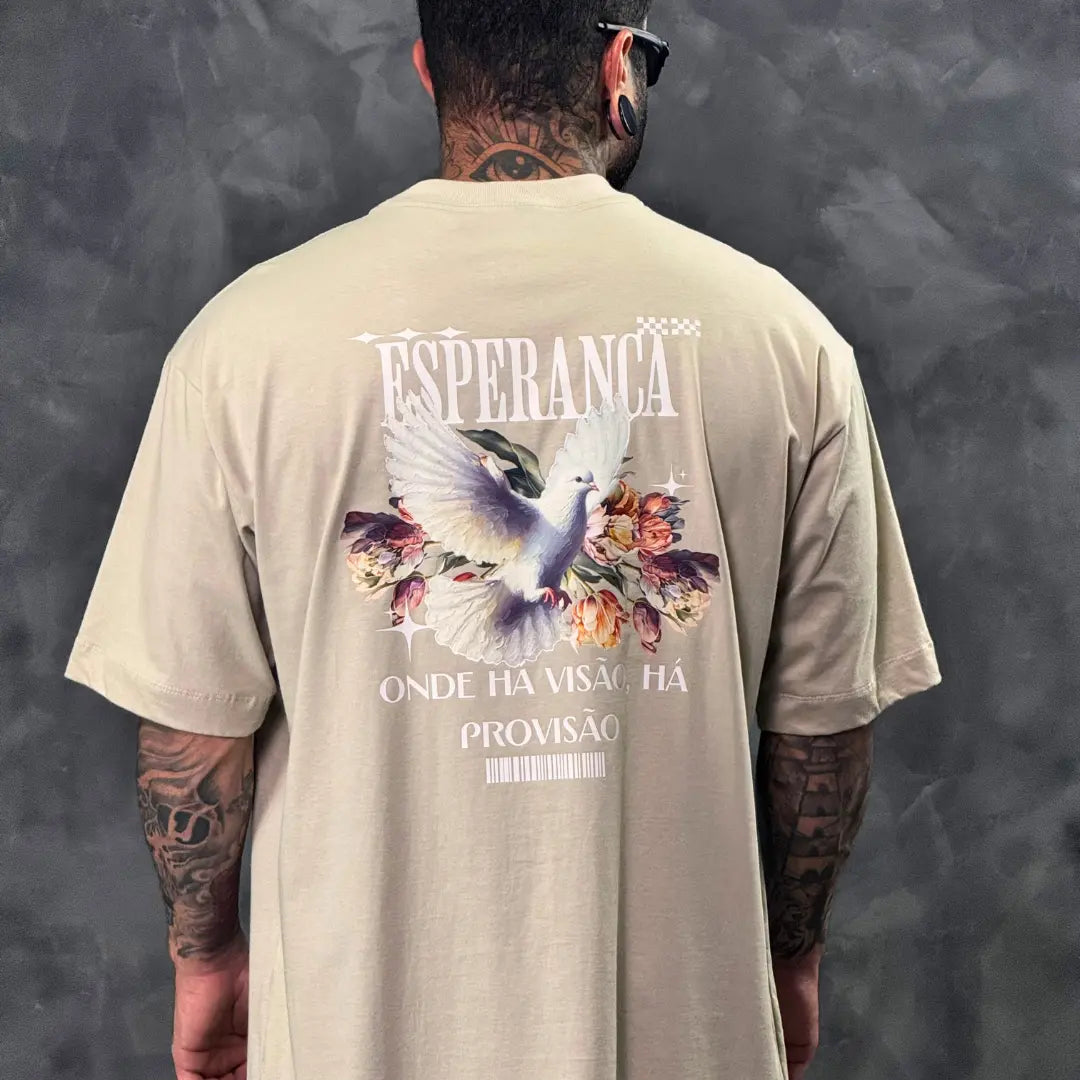 Camiseta Oversized Esperança Bege