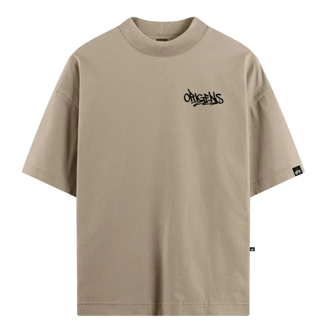 Camiseta Oversized Graffiti Left Bege