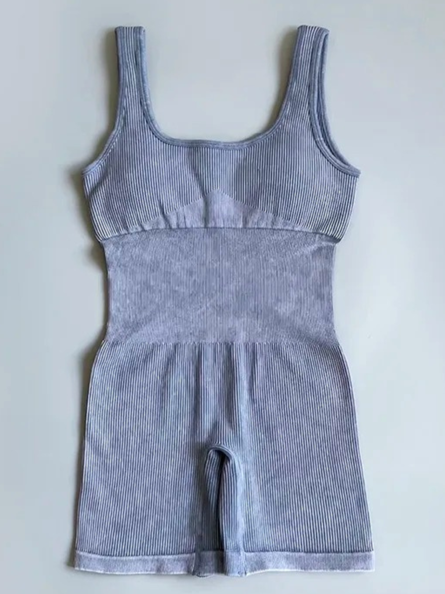 Macaquinho Modelador Modern Suit Fit Slim Canelado - Com Compressão e Lavagem Destonado