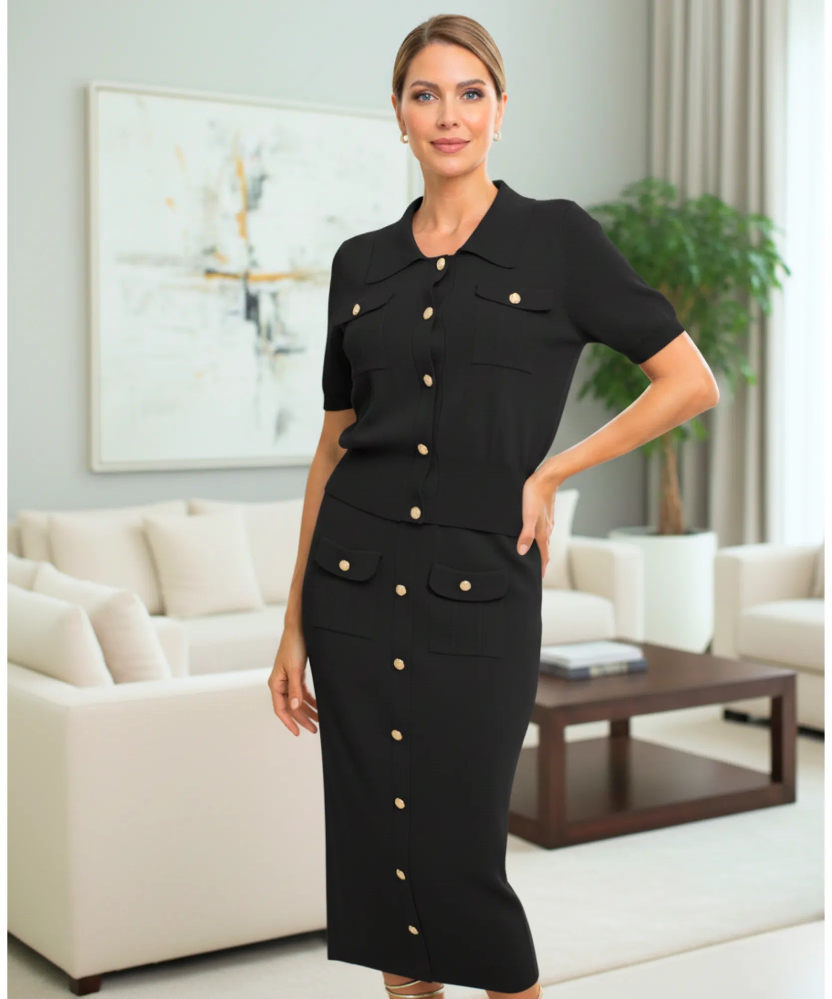 Conjunto Tricot Feminino com Saia e Blusa Elegante | Bellini