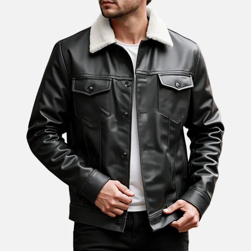 Jaqueta de Couro Masculina Lorennzi Noir