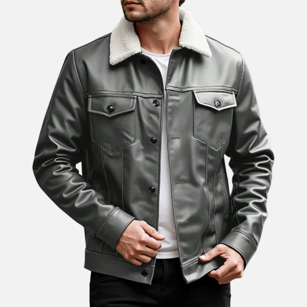 Jaqueta de Couro Masculina Lorennzi Noir