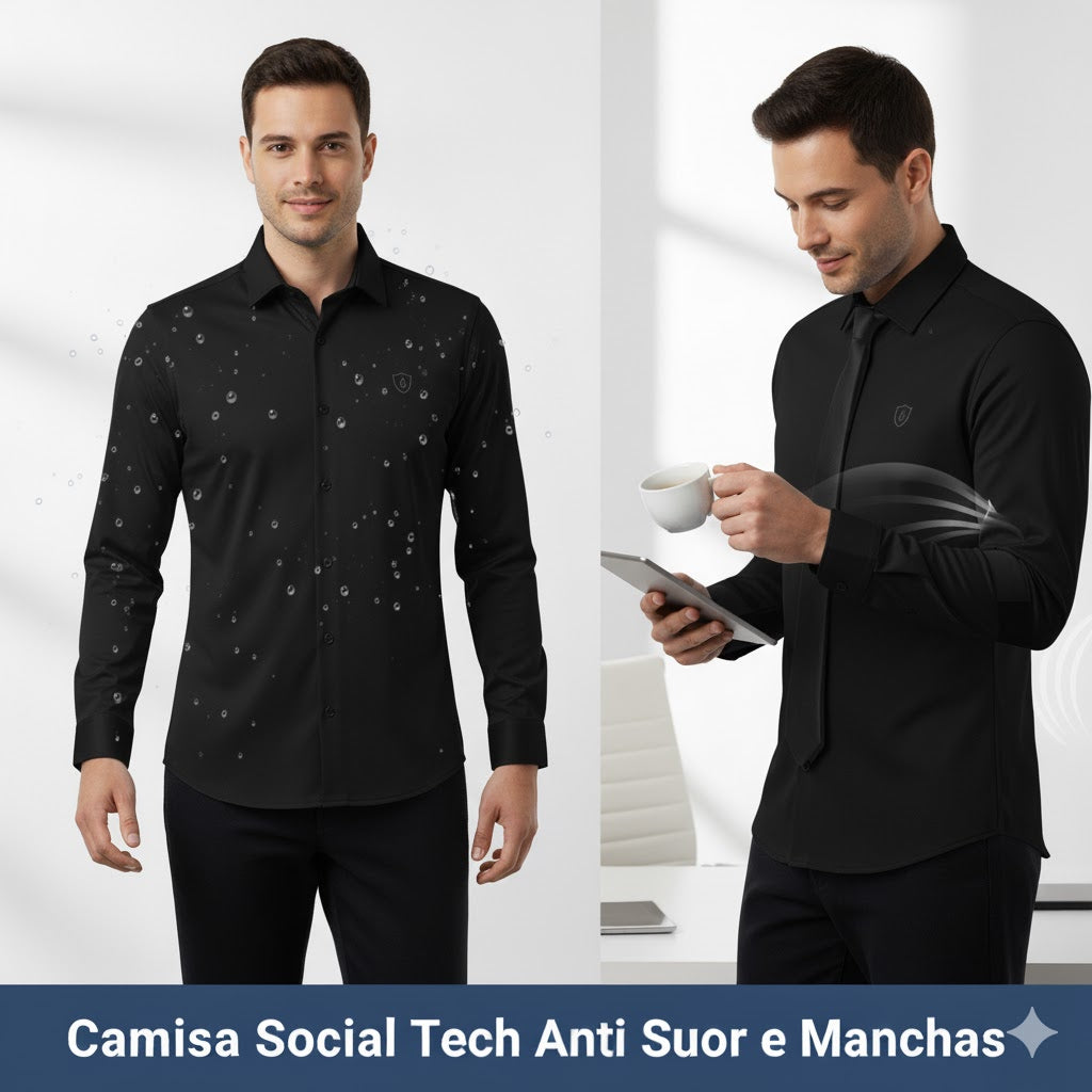 Kit 3 Camisas Social Tech Anti Suor e Manchas