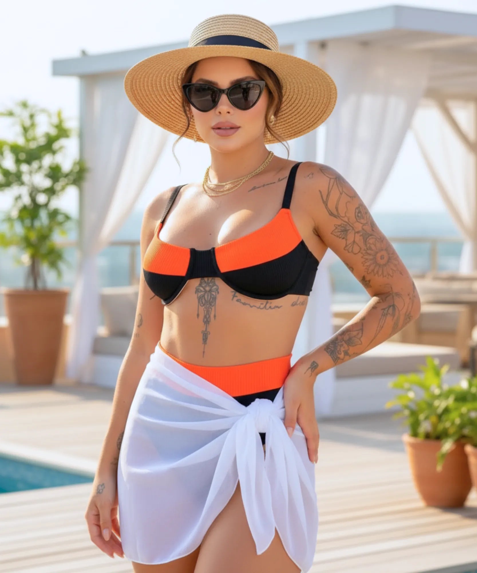 Biquíni Cintura Alta Hot Pants Bicolor Premium | Naia