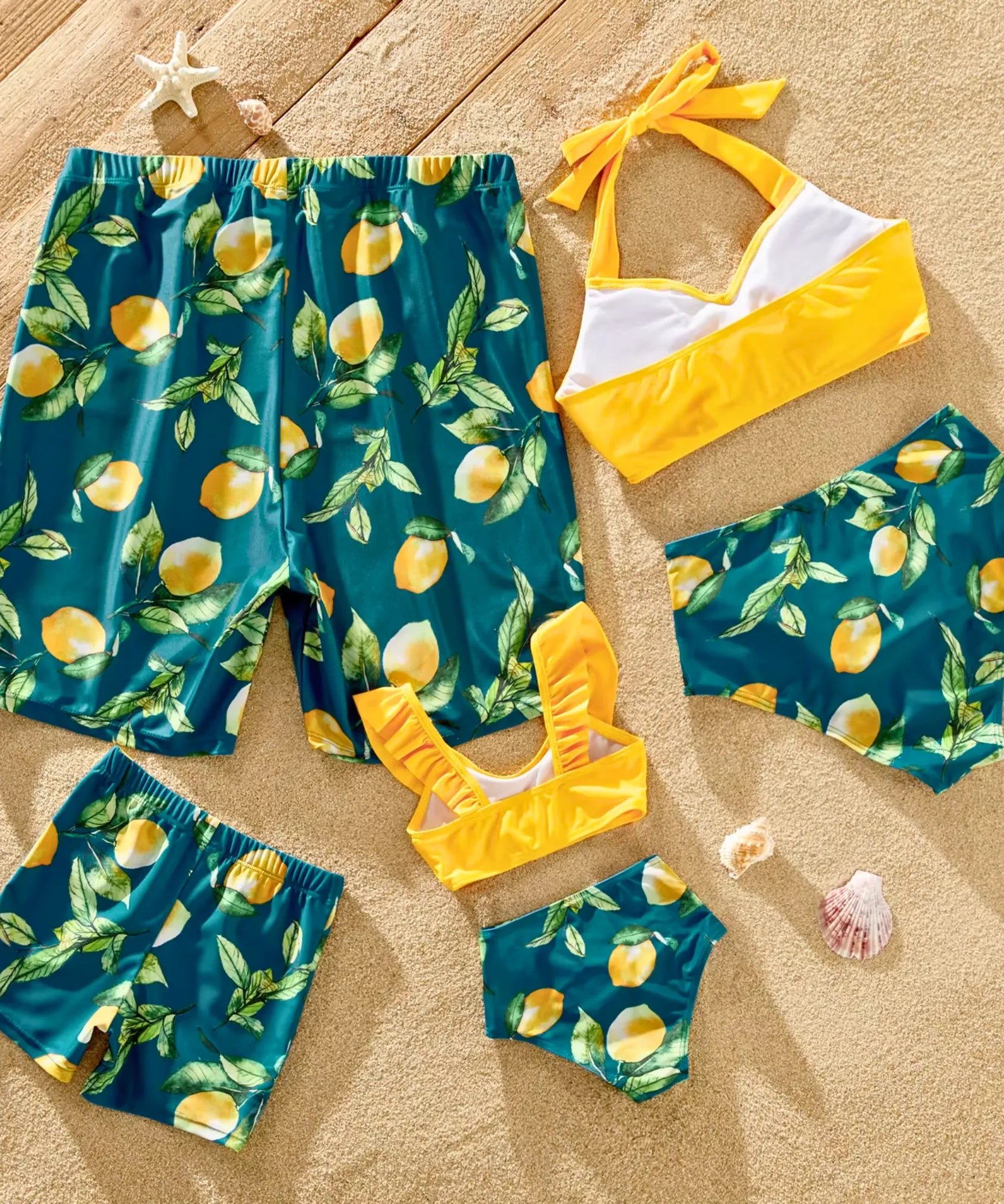 Biquini Mãe Filha Pai Filho Shorts Limão Premium Verão | Meli