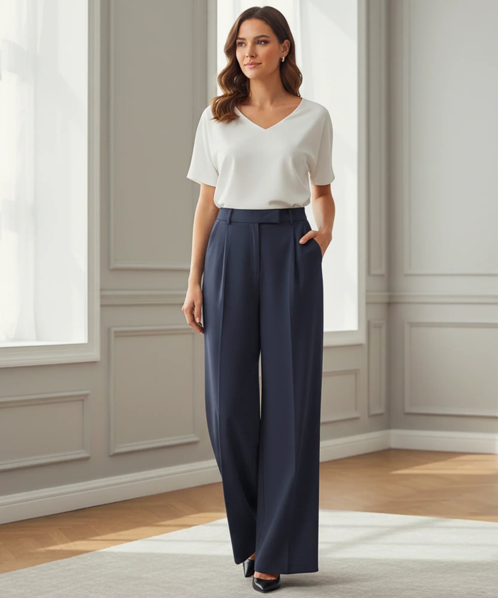 Calça Alfaiataria Feminina Social Cintura Alta Casual Chic | Grena