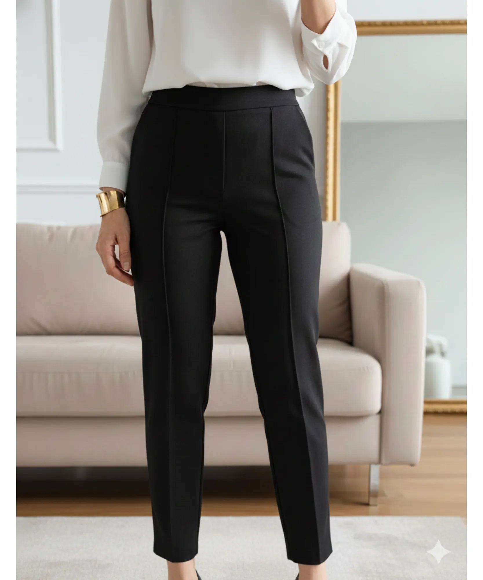 Calça Moletom Alfaiataria Feminina Bolsos Cintura Alta | Joa