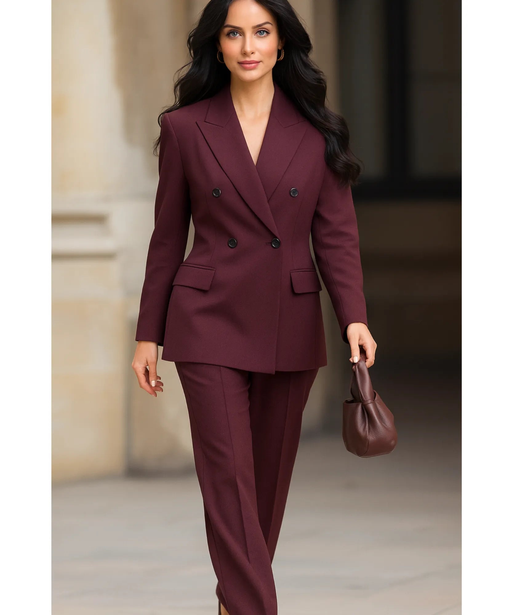 Conjunto Alfaiataria Feminino Blazer Calça Social Bordô | Lolie