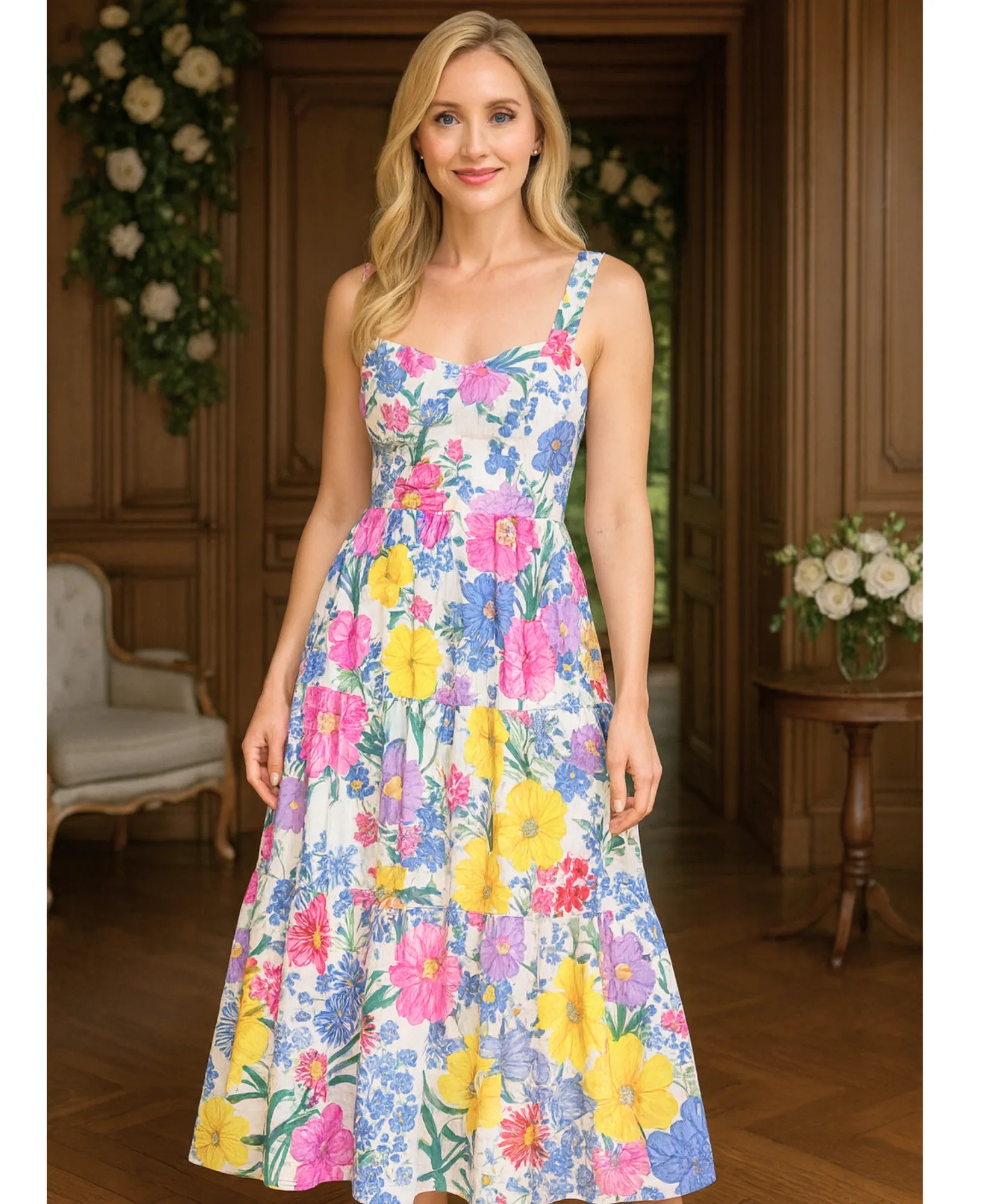 Vestido Boho Midi Feminino Florido Estampado Verão | Lisa