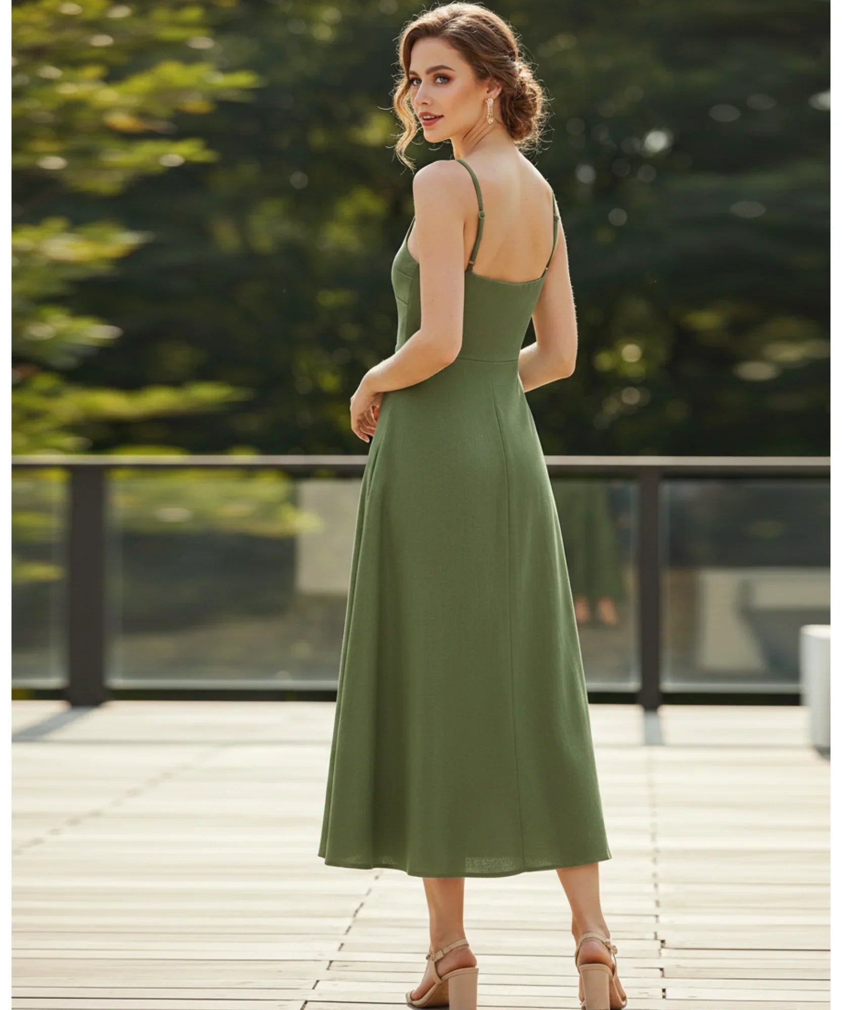 Vestido Feminino Midi Alças Ajustáveis Linho Elegante | Dalie