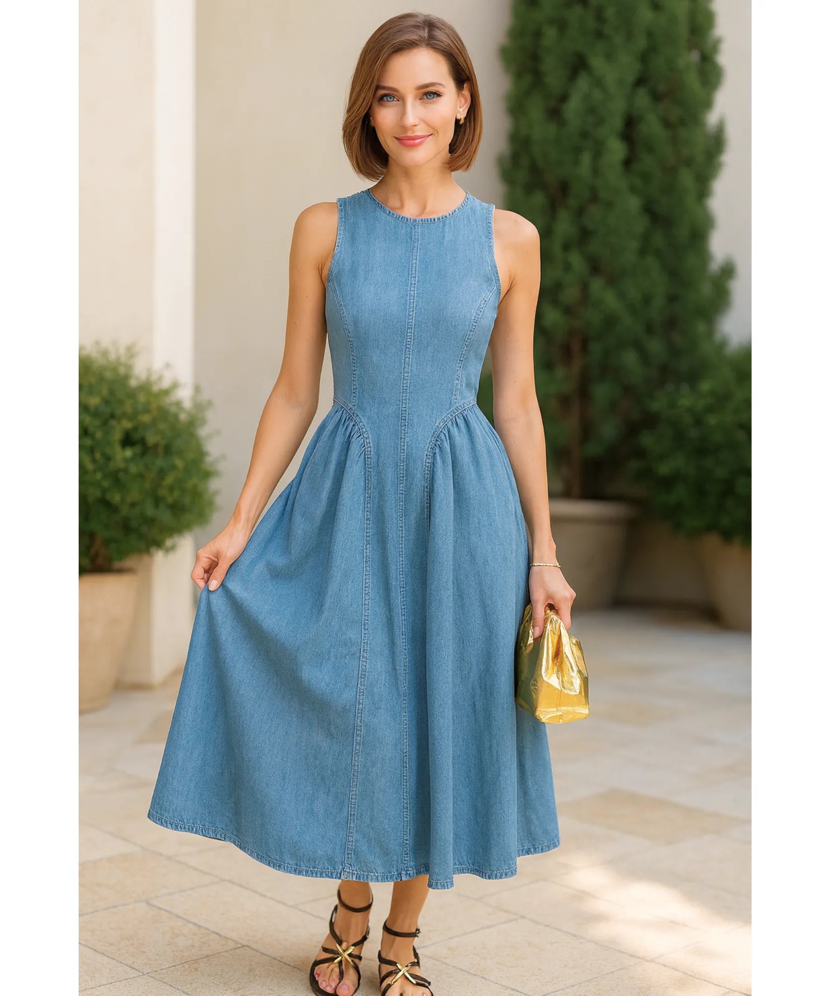 Vestido Jeans Midi Feminino Regata Confortável Elegante | Belis