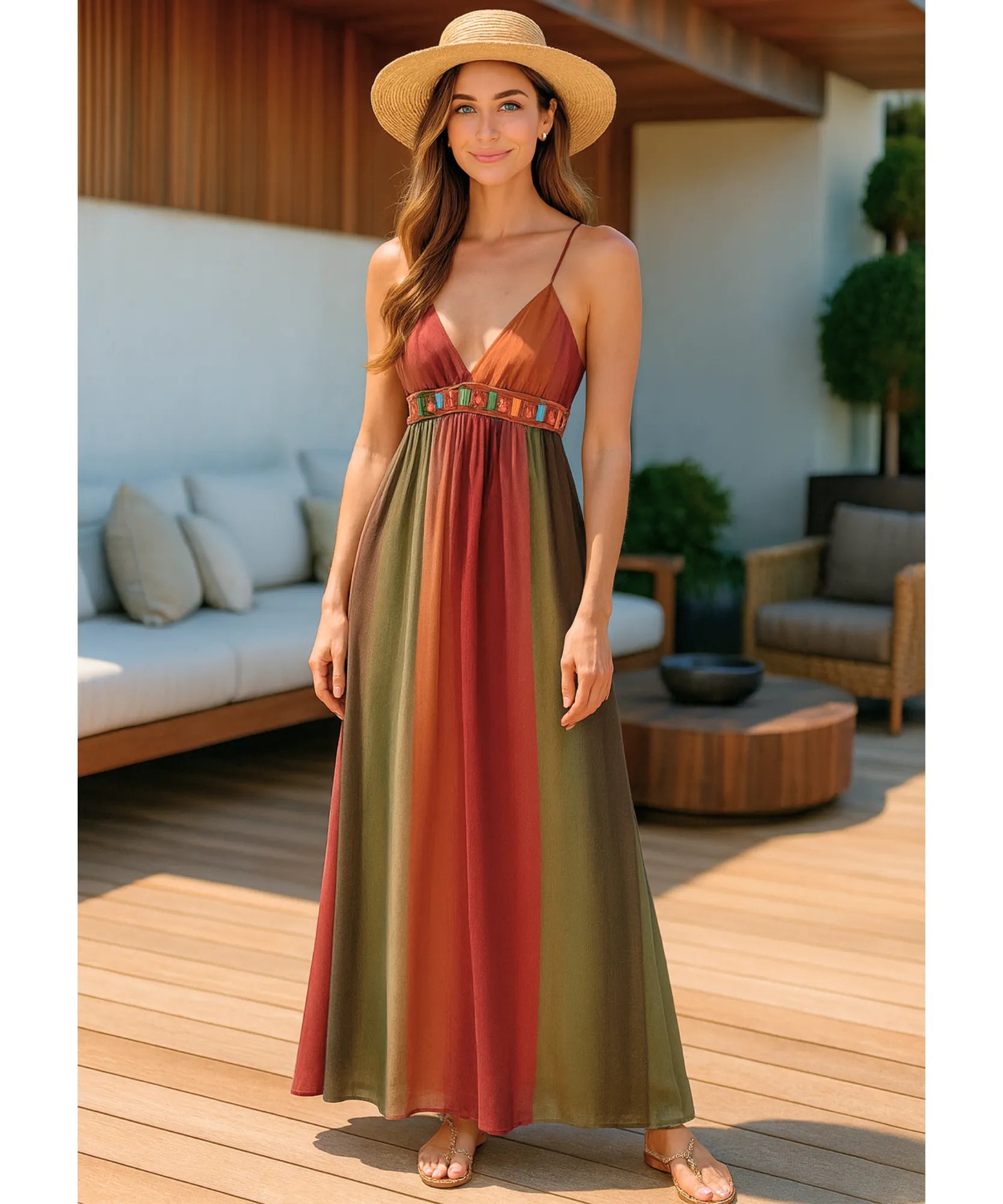 Vestido Longo Boho Alças Finas Elegante Verão | Anaí