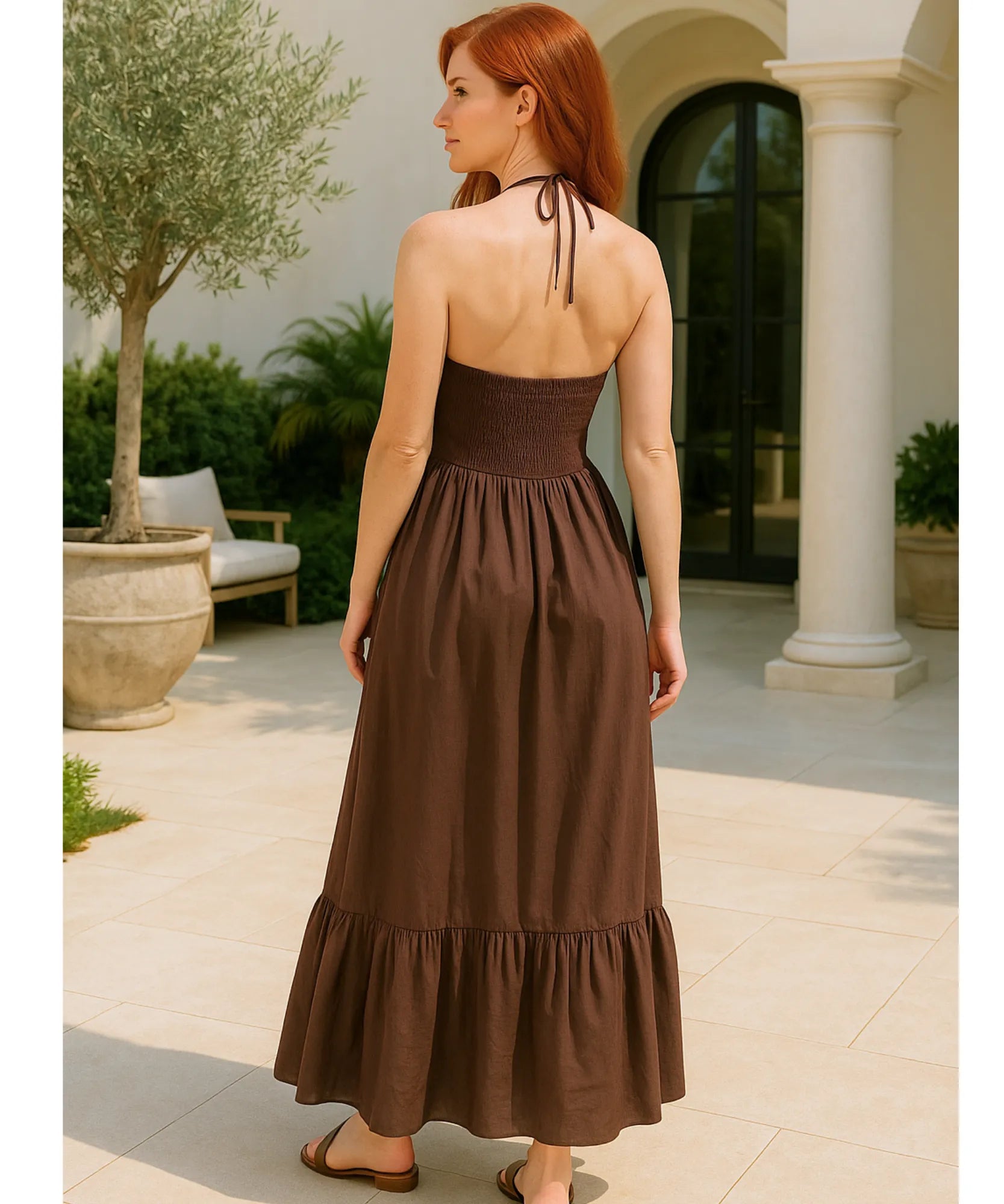 Vestido Longo Boho Feminino Halter Elegante Verão | Amaryllis