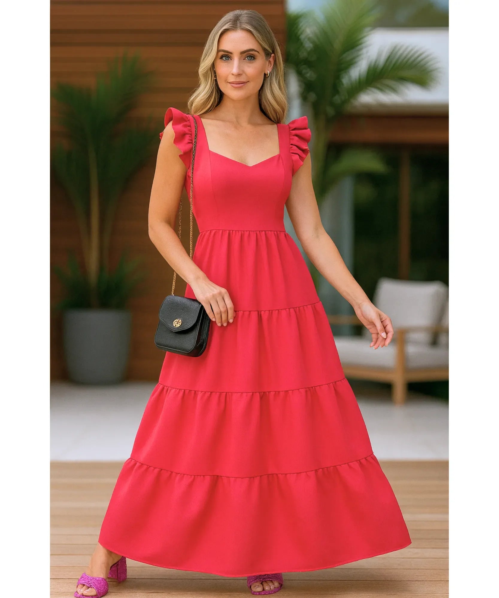 Vestido Longo Babados Feminino Verão Elegante | Pie