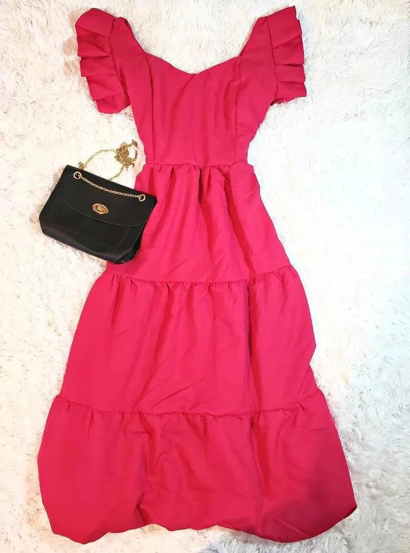 Vestido Longo Babados Feminino Verão Elegante | Pie