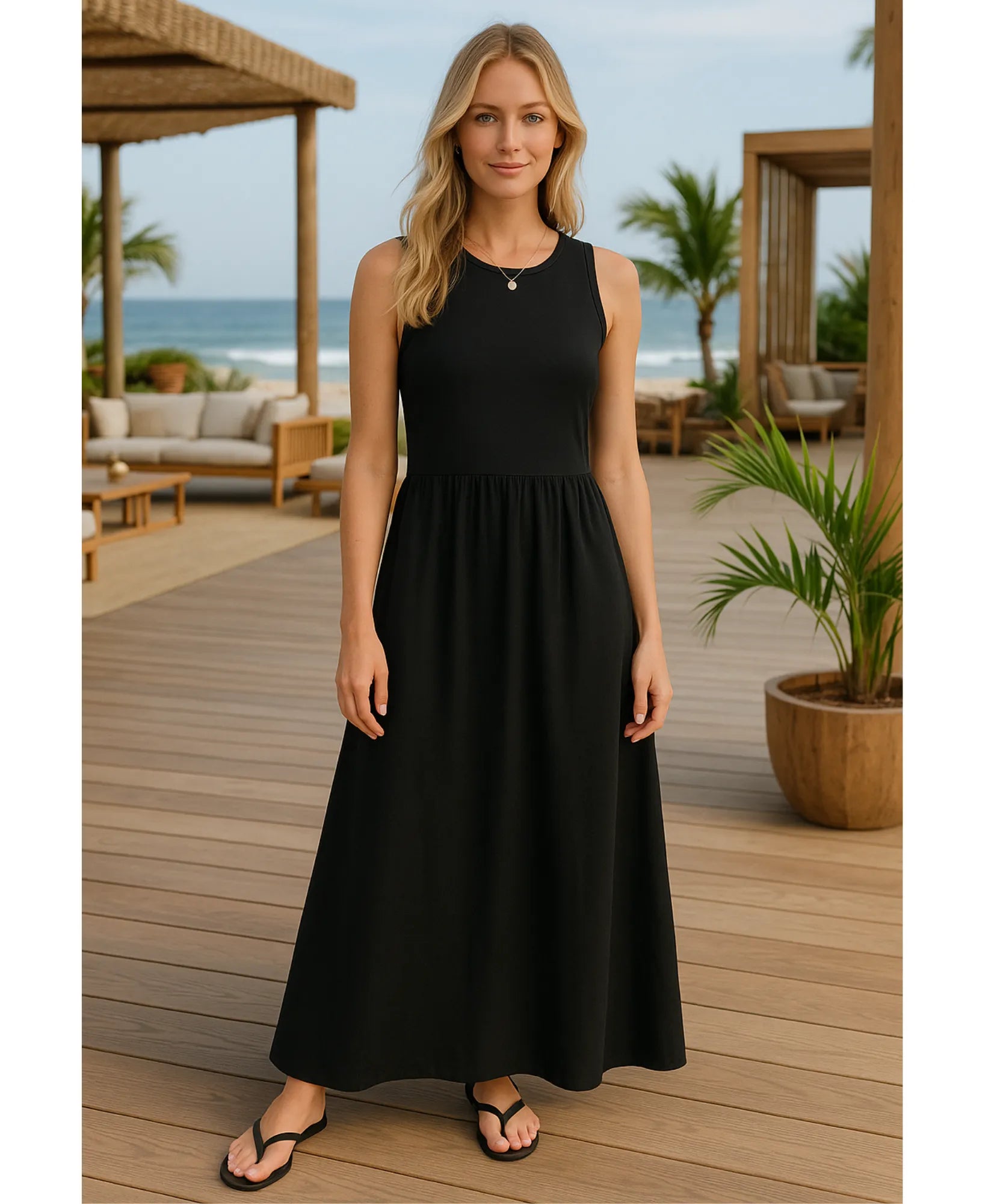 Vestido Longo Feminino Canelado Elegante Casual | Rute