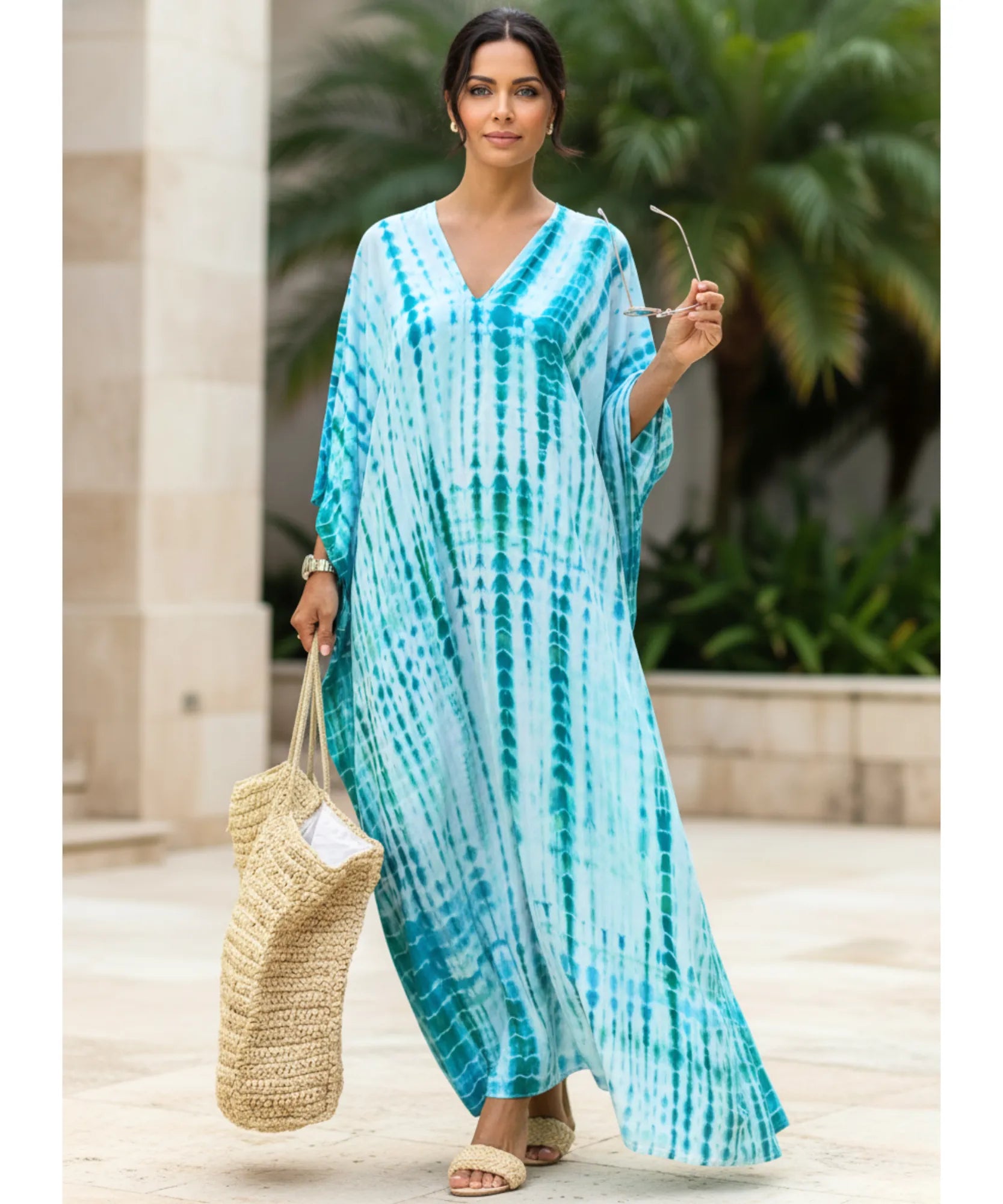 Vestido Longo Feminino Kaftan Estampado Boho Elegante | Camel