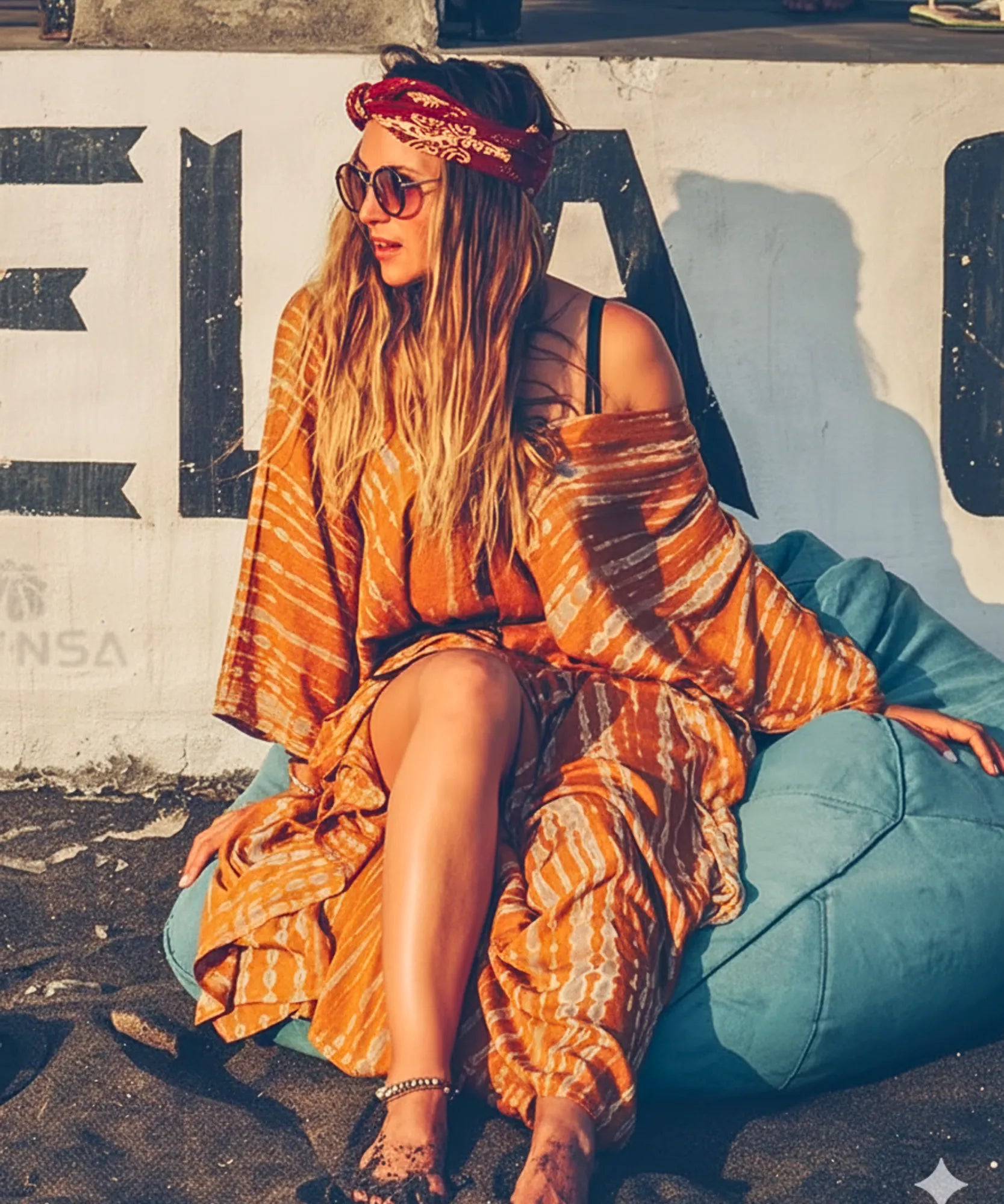 Vestido Longo Feminino Kaftan Estampado Boho Elegante | Camel