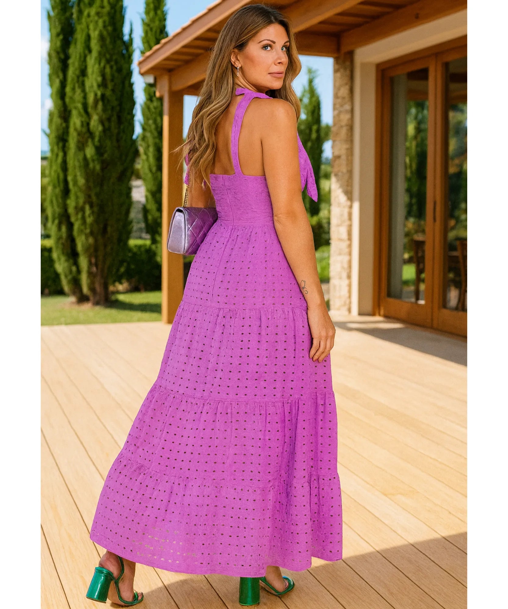 Vestido Longo Laise Babado Feminino Social Festa Elegante | Nalu