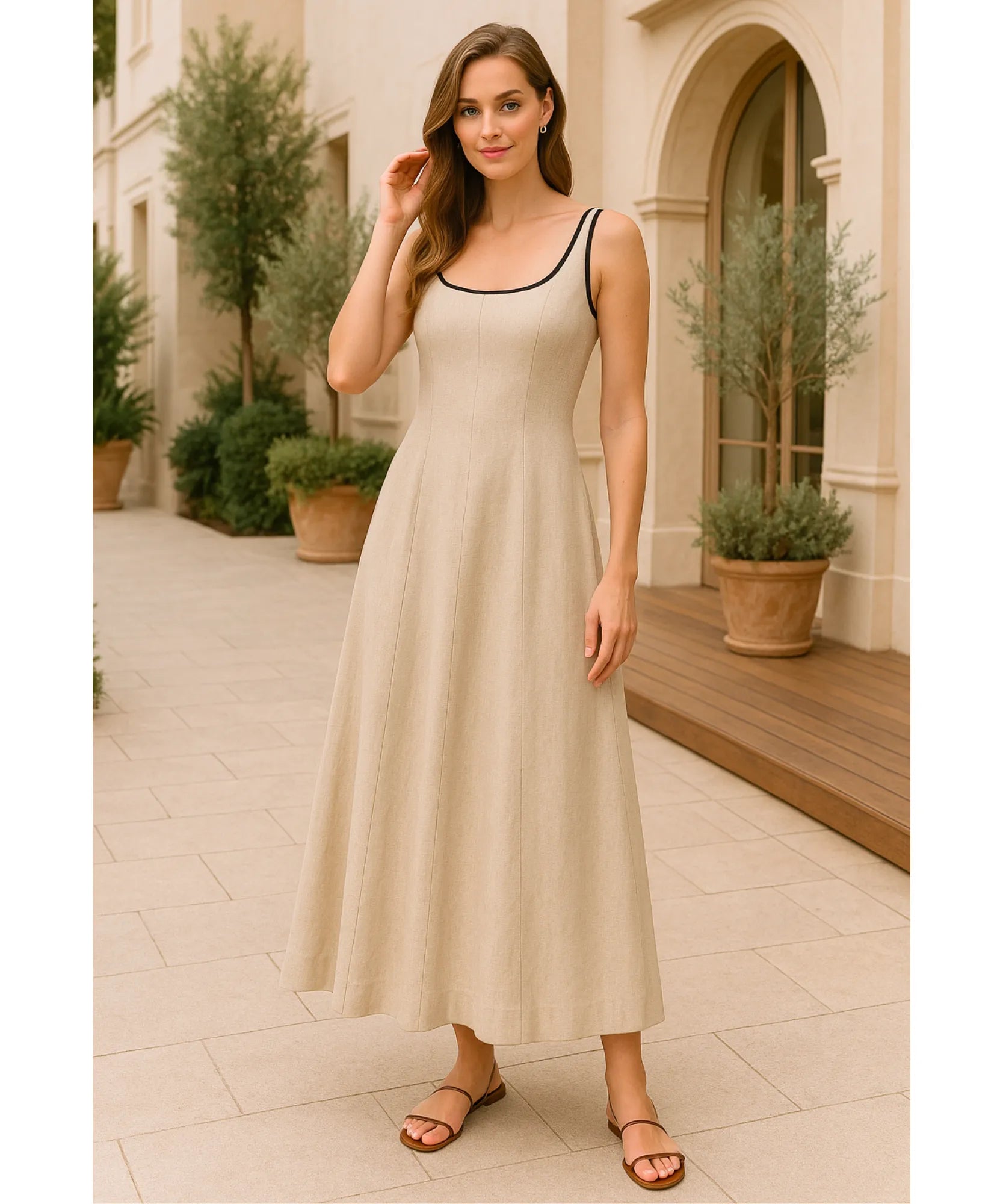 Vestido Longo Elegante Feminino Linho Premium | Danish