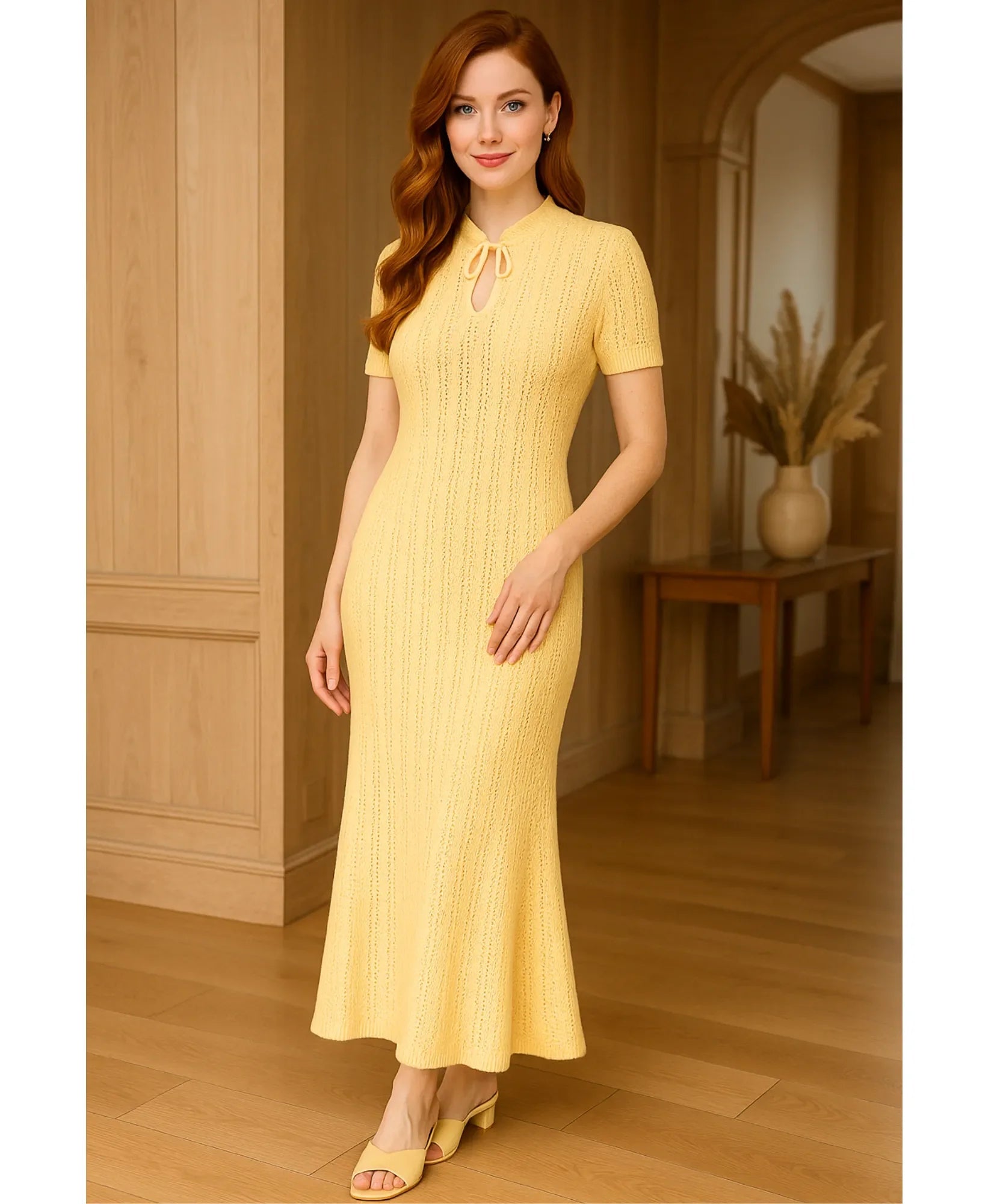 Vestido Longo Feminino Tricot Canelado Gola Alta Elegante | Fia