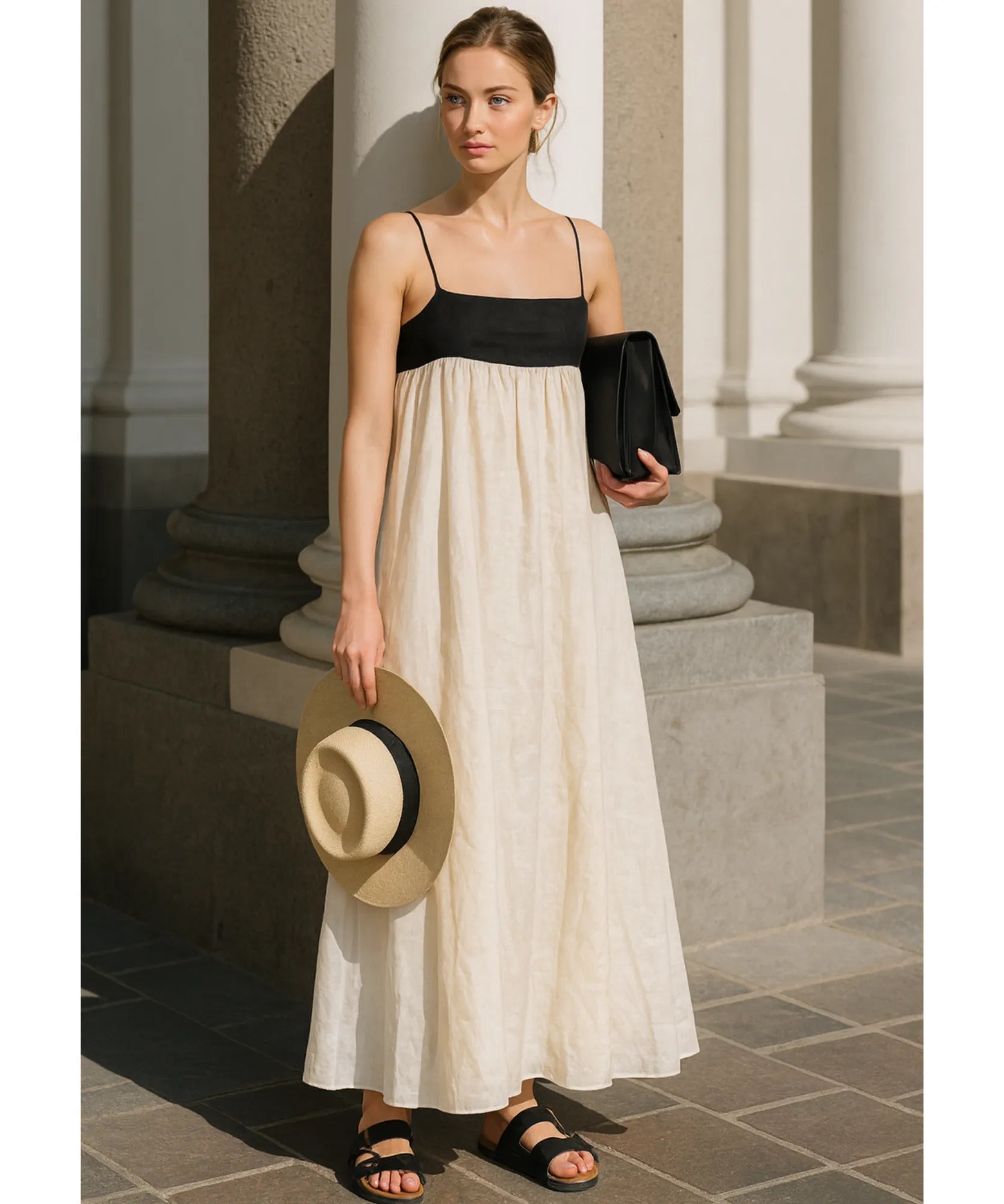 Vestido Longo Feminino Linho Alça Fina Elegante Verão | Jenny