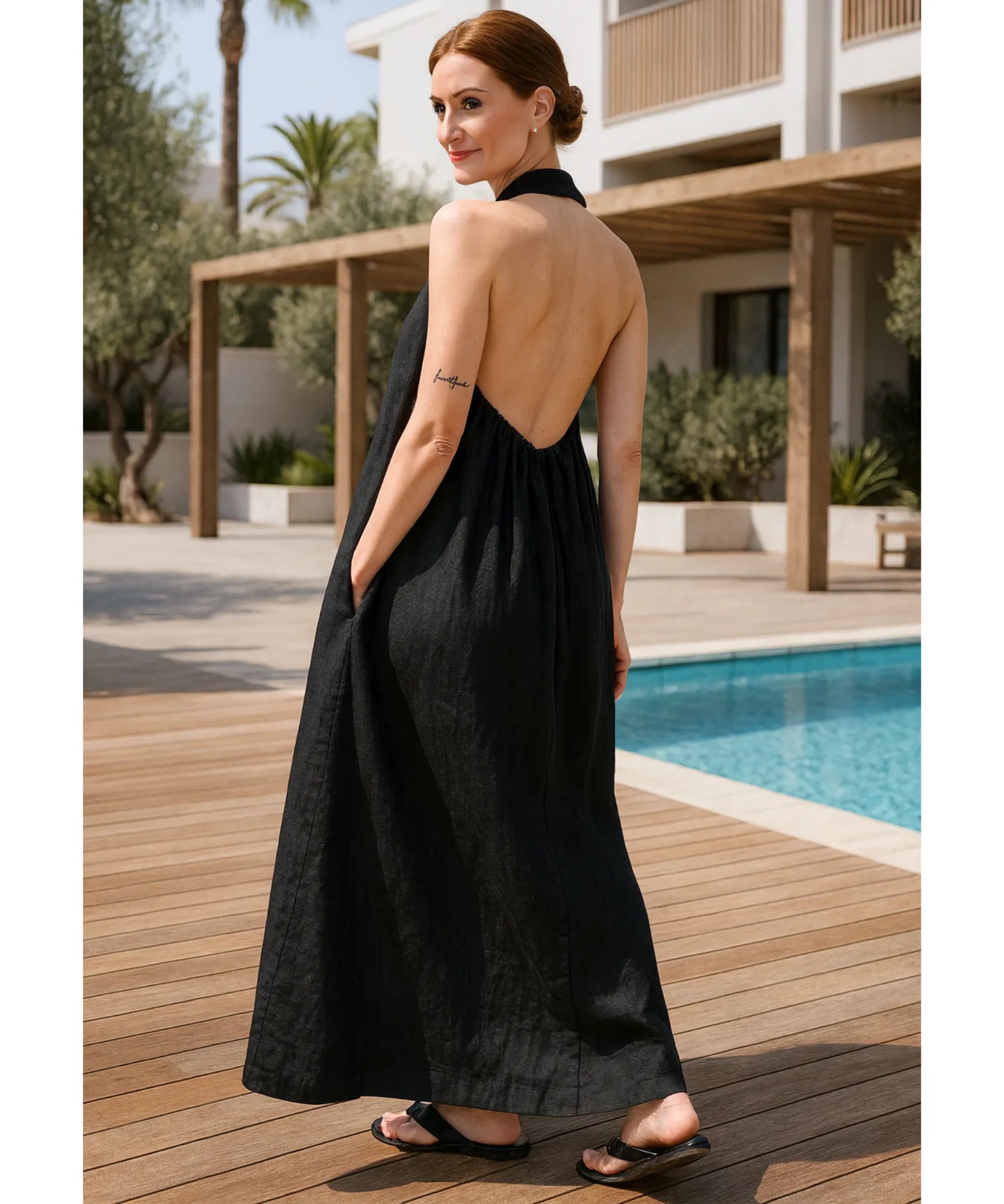 Vestido Longo Preto Feminino Elegante Casual | Kira