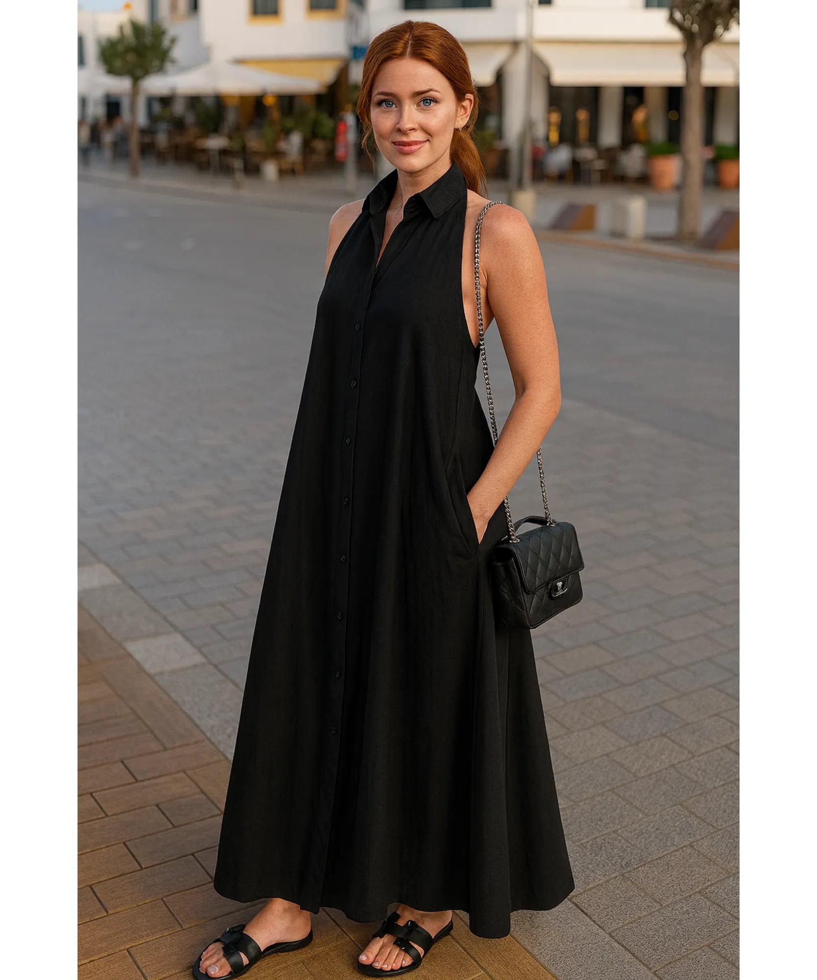 Vestido Longo Preto Feminino Elegante Casual | Kira