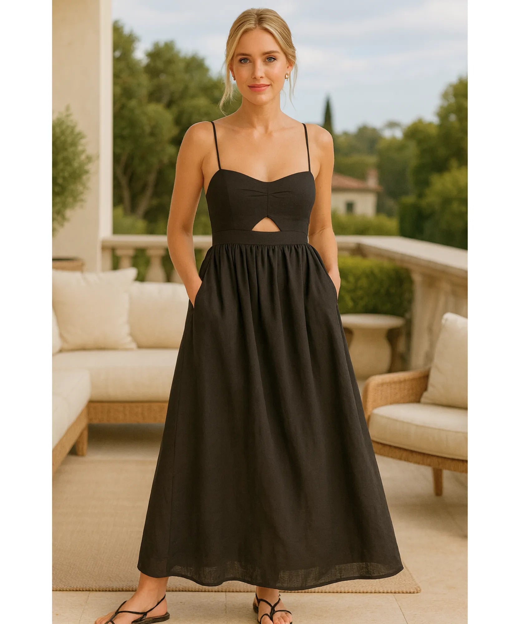 Vestido Longo Preto Elegante Exclusivo Verão | Xami