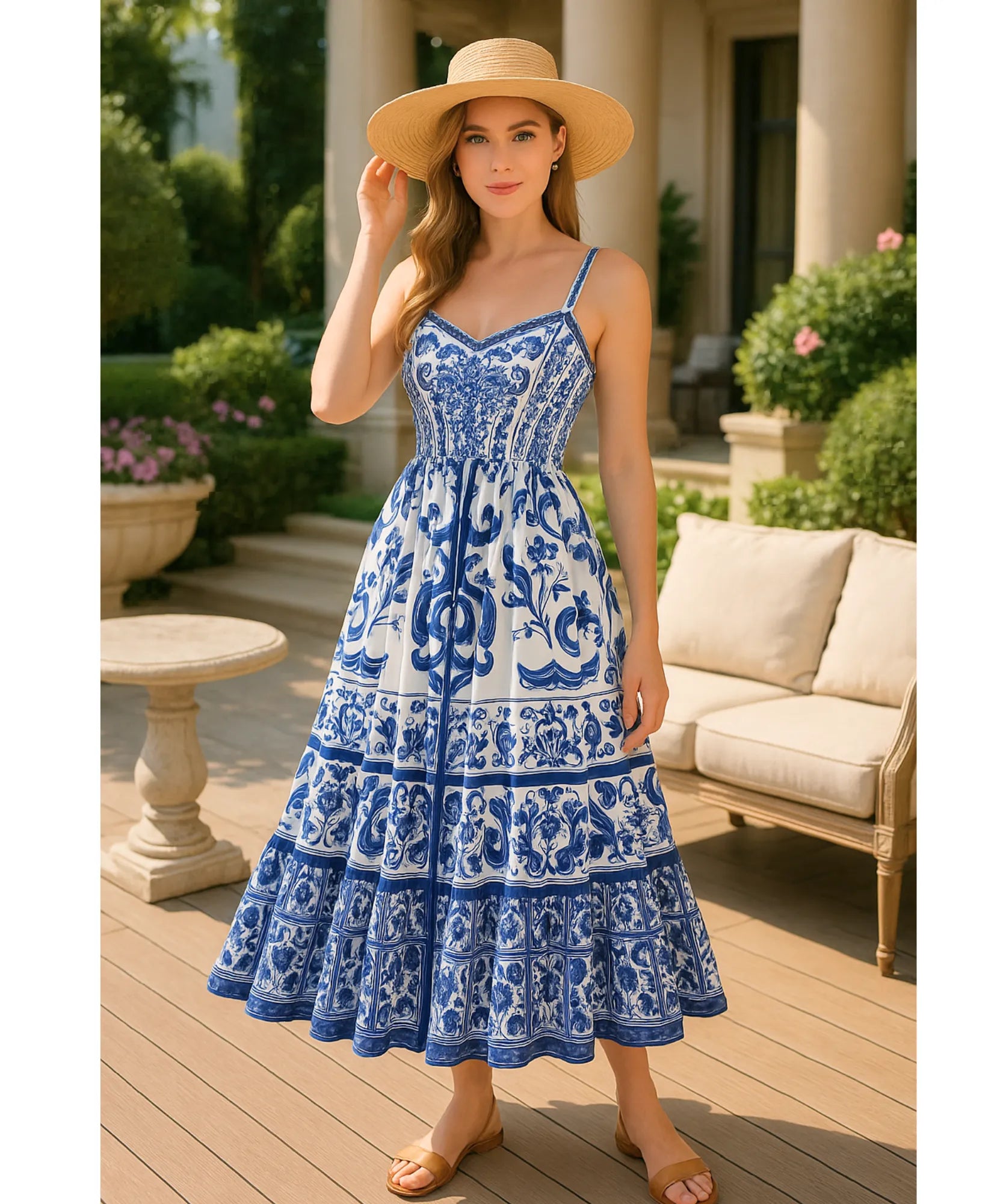 Vestido Midi Feminino Boho Estampado Festa Verão | Booz