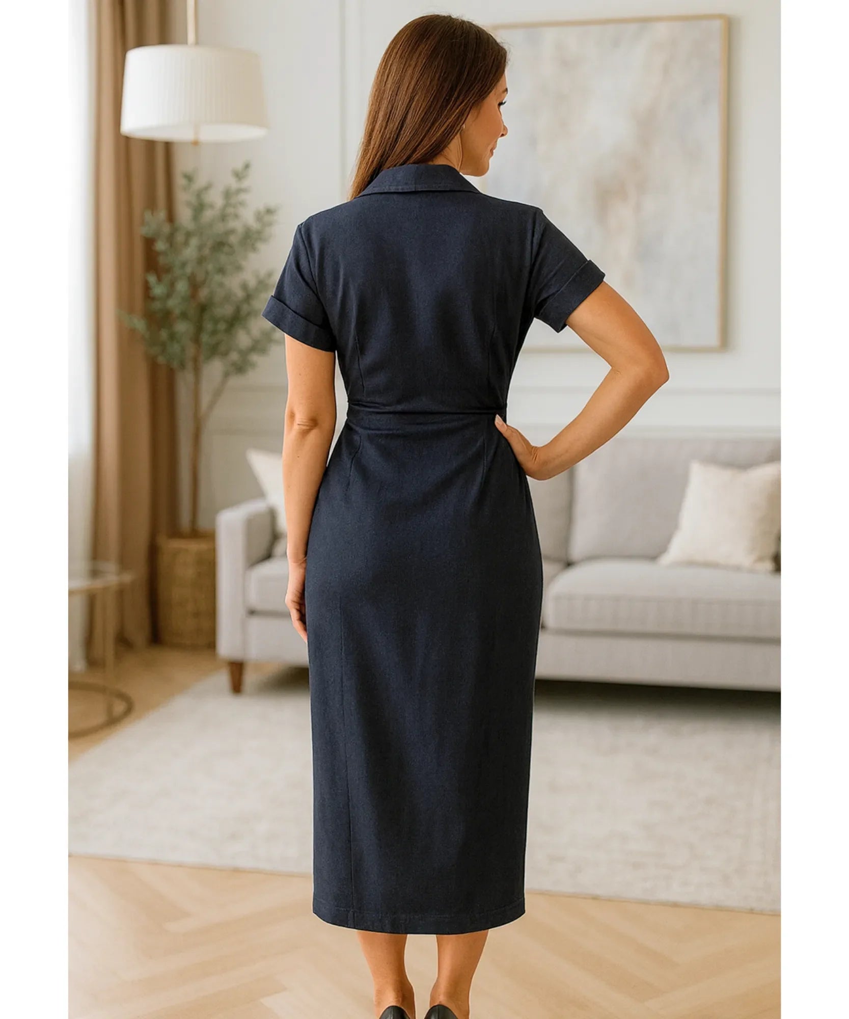 Vestido Midi Jeans Feminino Casual Elegante | Lae