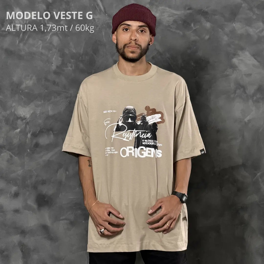 Camiseta Oversized Resistência Bege
