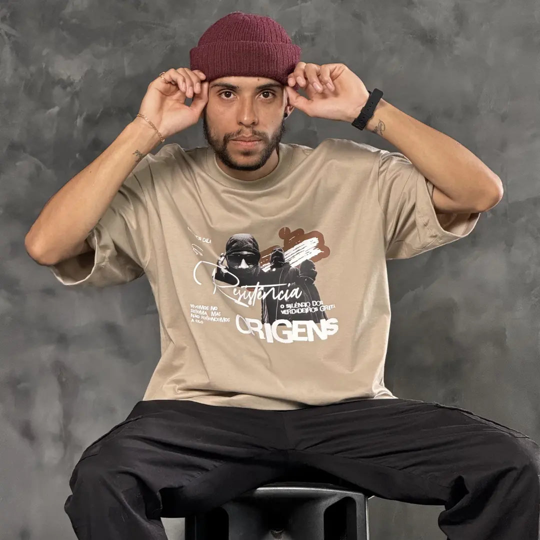 Camiseta Oversized Resistência Bege