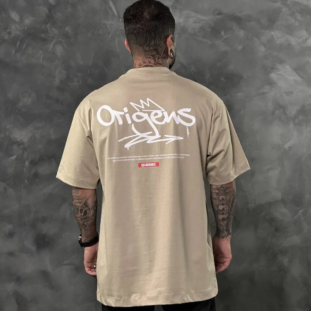 Camiseta Oversized Quebec Bege