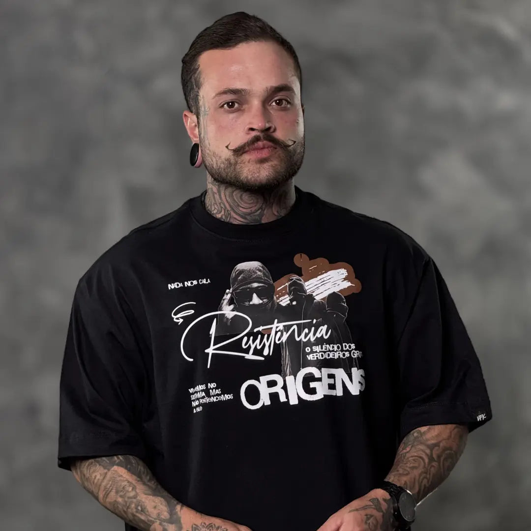 Camiseta Oversized Resistência Preto