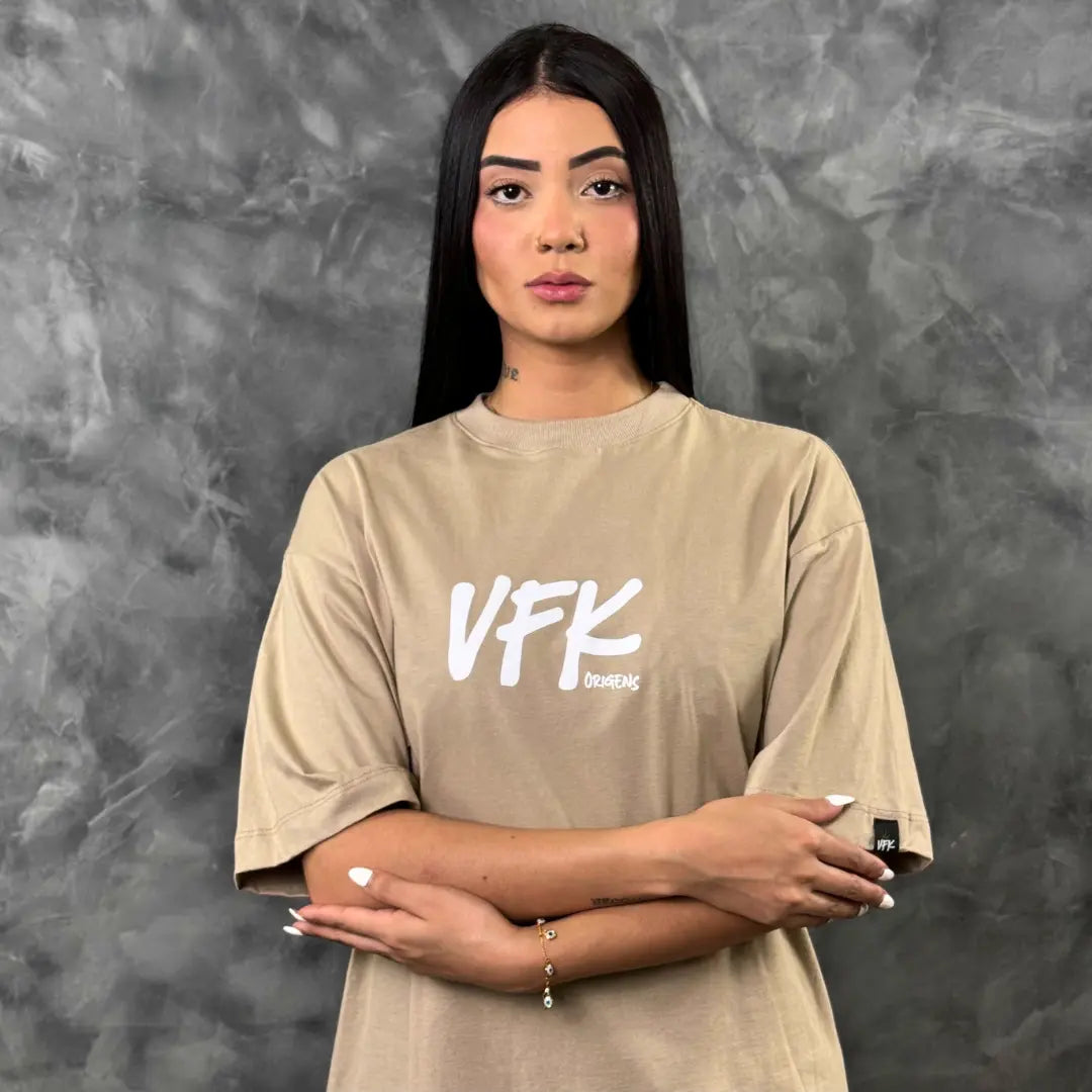 Camiseta Oversized Vfk Bege
