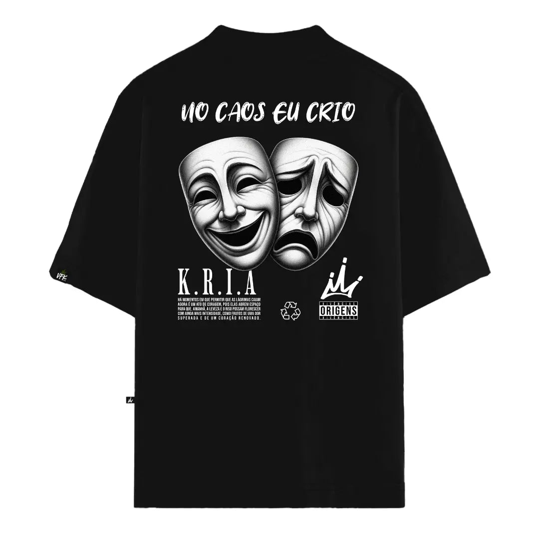 Camiseta Oversized No Caos Eu Crio Preto