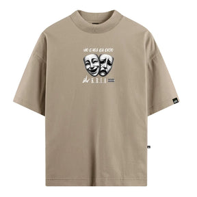 Camiseta Oversized No Caos Eu Crio Bege